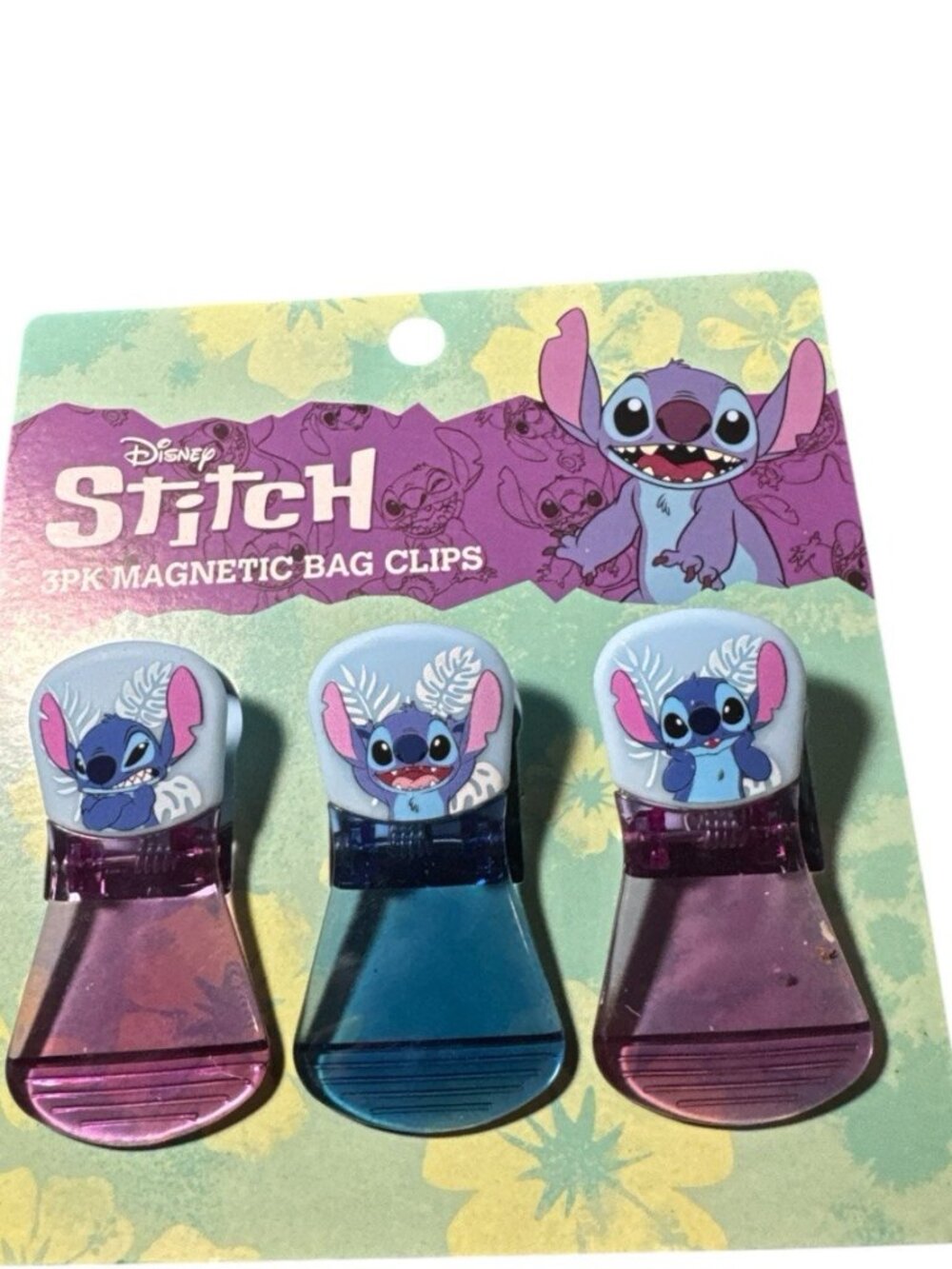 Disney Stitch Themed 3 Pack Magnetic Bag Clips